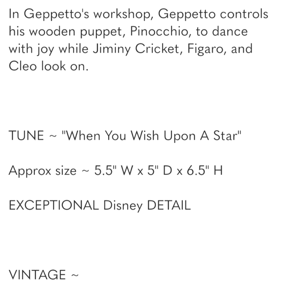 Vintage Disney Pinocchio Musical Snowglobe - Picture 11 of 11